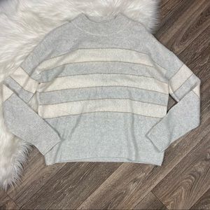 Rails Gray Stripe Cashmere & Silk Blend Sweater